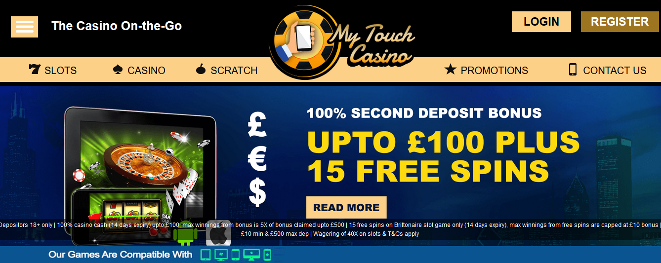 My Touch Casino - Cash Matches and Bonus Spins on First 3 Deposits