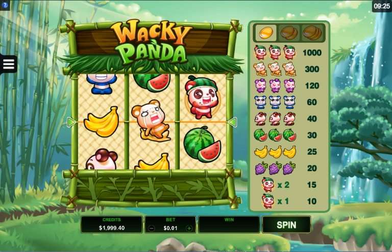 Wacky Panda Slots Review - 3-Reel, 1 Pay Line Slot with an RTP of 96%