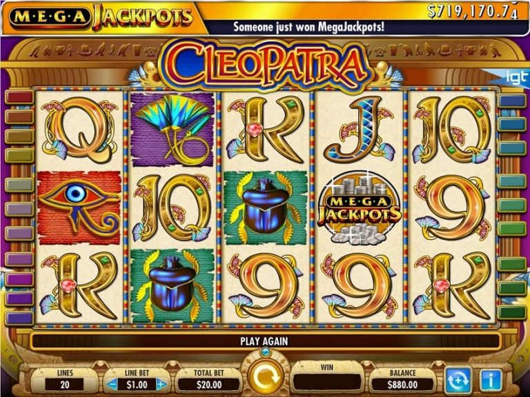 Mega Jackpots Cleopatra Slots Review - 5-Reel, 20 Fixed Pay Line Game